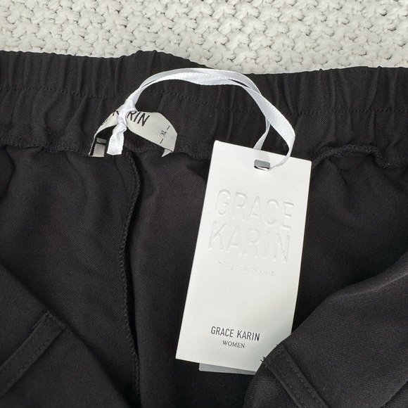 NWT GRACE KARIN Women's Casual Work Pants with Pockets Elastic Waist Plaid Pants - Picture 5 of 5